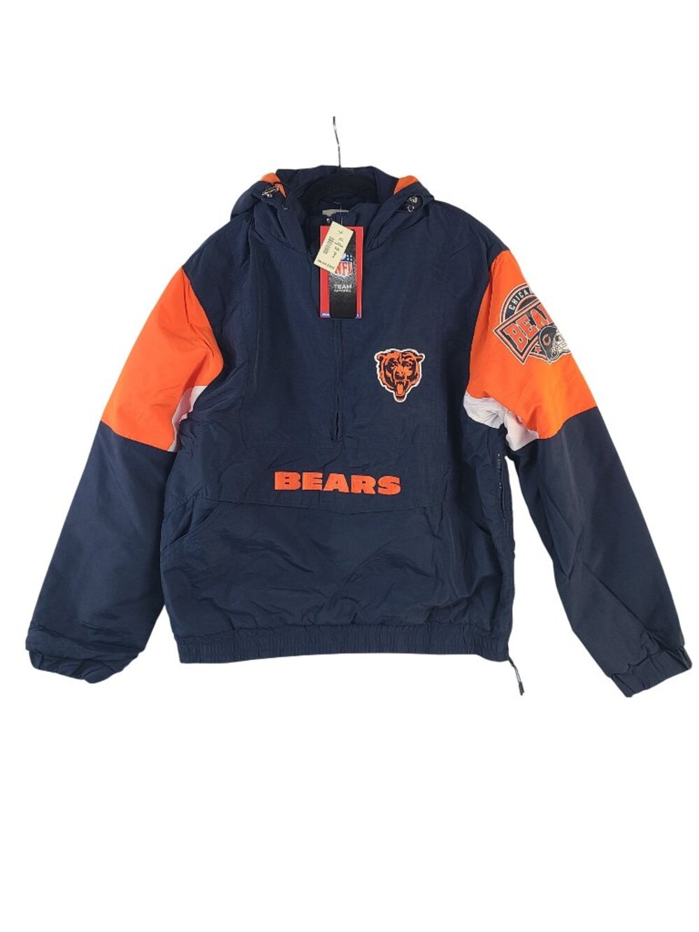 NEW Chicago Bears NFL Team Apparel Pullover Half-Zip Hooded Jacket Sz M